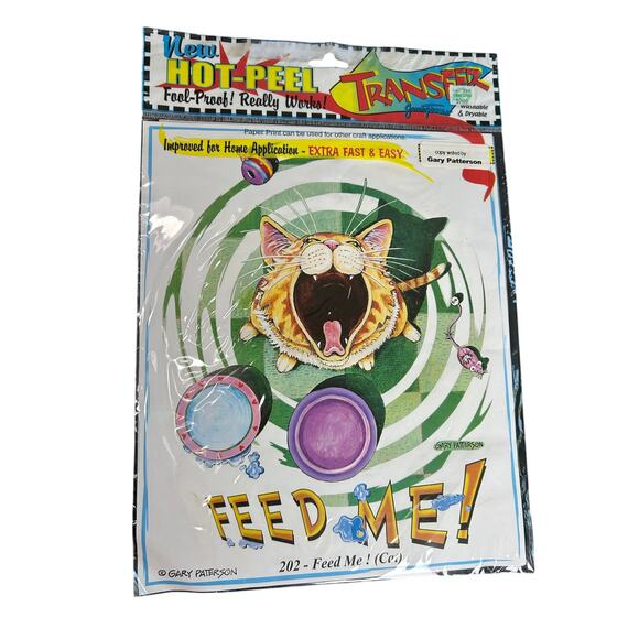 Gary Patterson- Feed Me Cat- 11.5x10" Transfer Paper Design for Crafting 90s - Picture 1 of 6